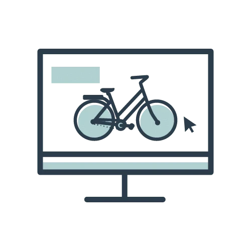 Bike on computer screen icon