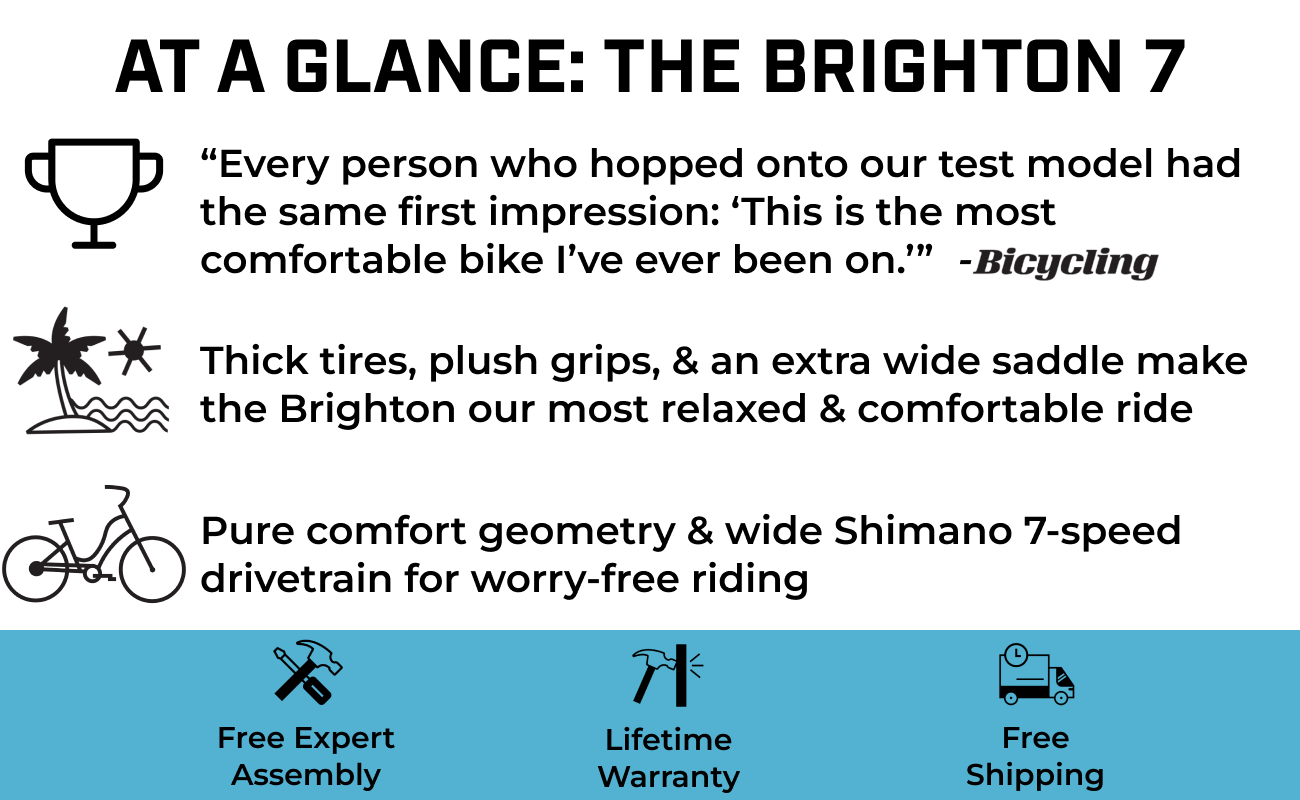 Brooklyn Bicycle Co. Brighton 7 Cruiser | Brighton Bike | Beach Cruiser | Cruiser Bike | Most Comfortable Bike Ever | Comfort Bike | Gloss Black Brighton 7 Beach Cruiser