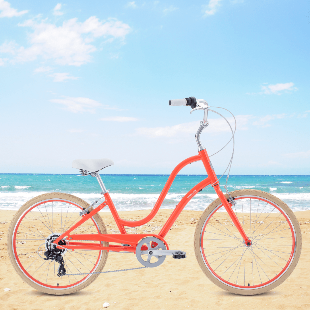 Brighton 7 beach cruiser against the beach